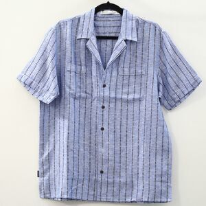 Criquet Striped Printed Buttondown Men's Shirt Short Sleeve Vacation M 284649